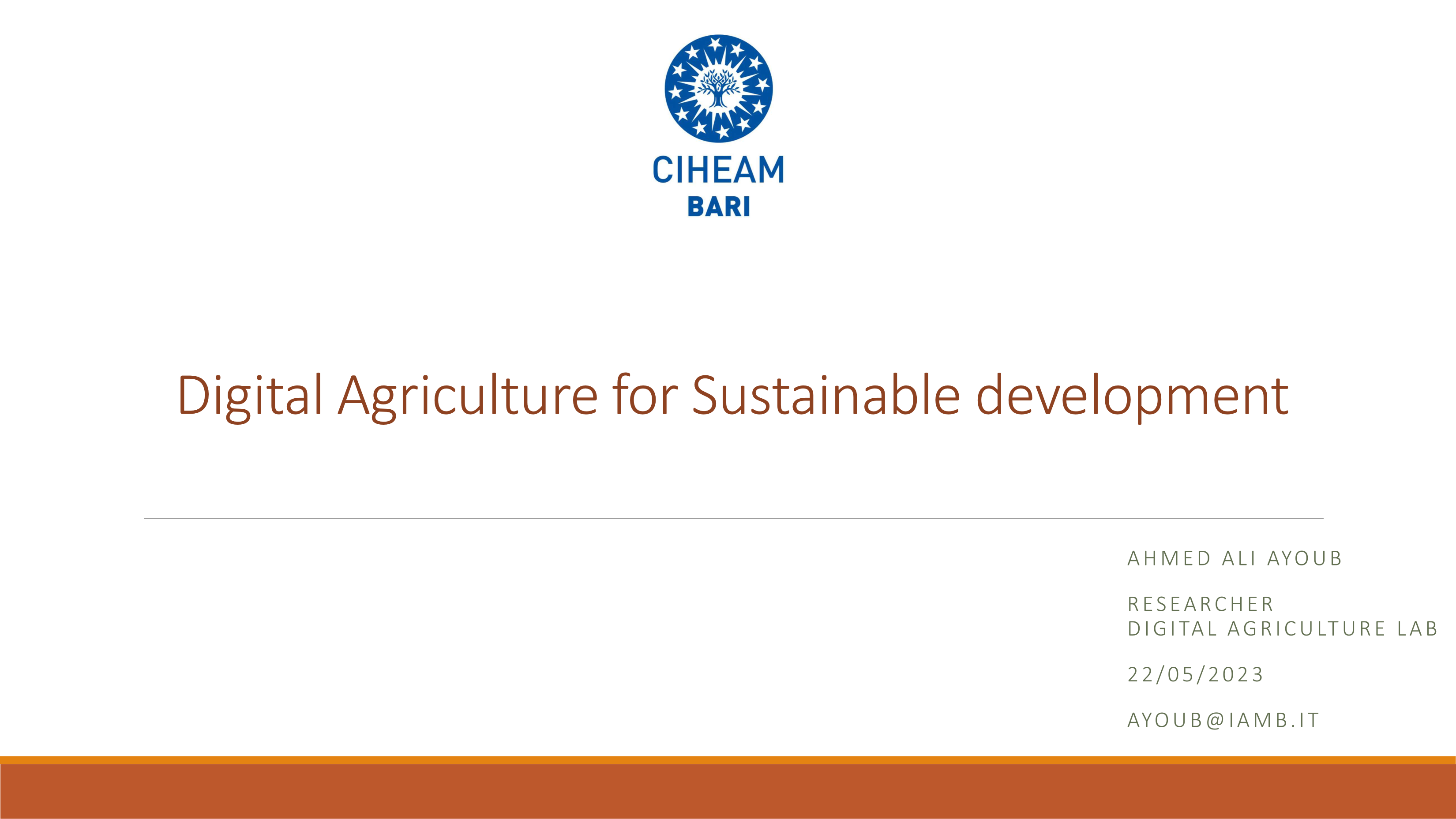 Digital agriculture for sustainable development